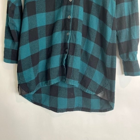 Soft Surroundings Oversized Buffalo Black and Teal Plaid Flannel in Size… - Picture 4 of 8